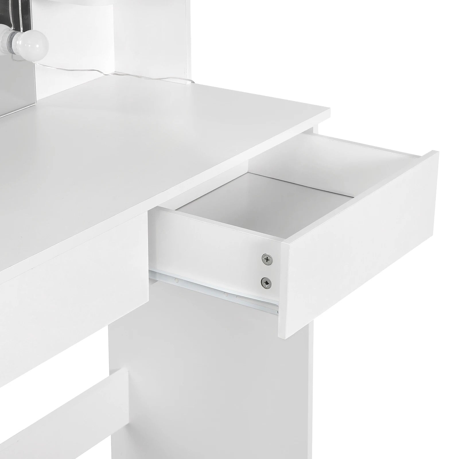 Dresser Dressing Table with LED Mirror 2 Drawers 4 Storage Shelves 90x40x125cm Girls Women Makeup Table Bedroom Vanity Table