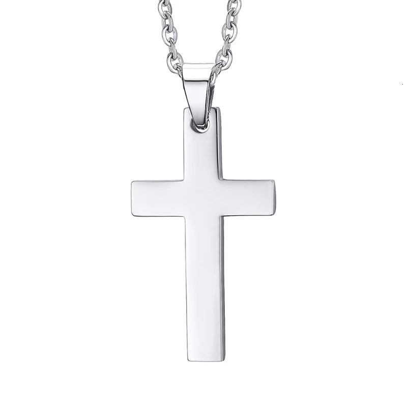 Classic Men Cross Pendant Necklace For Male Stainless Steel Necklace Statement Cruz Jewelry 24" Link Chain