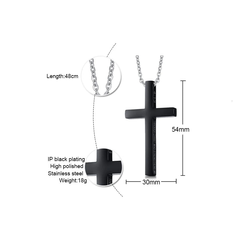 Classic Men Cross Pendant Necklace For Male Stainless Steel Necklace Statement Cruz Jewelry 24" Link Chain