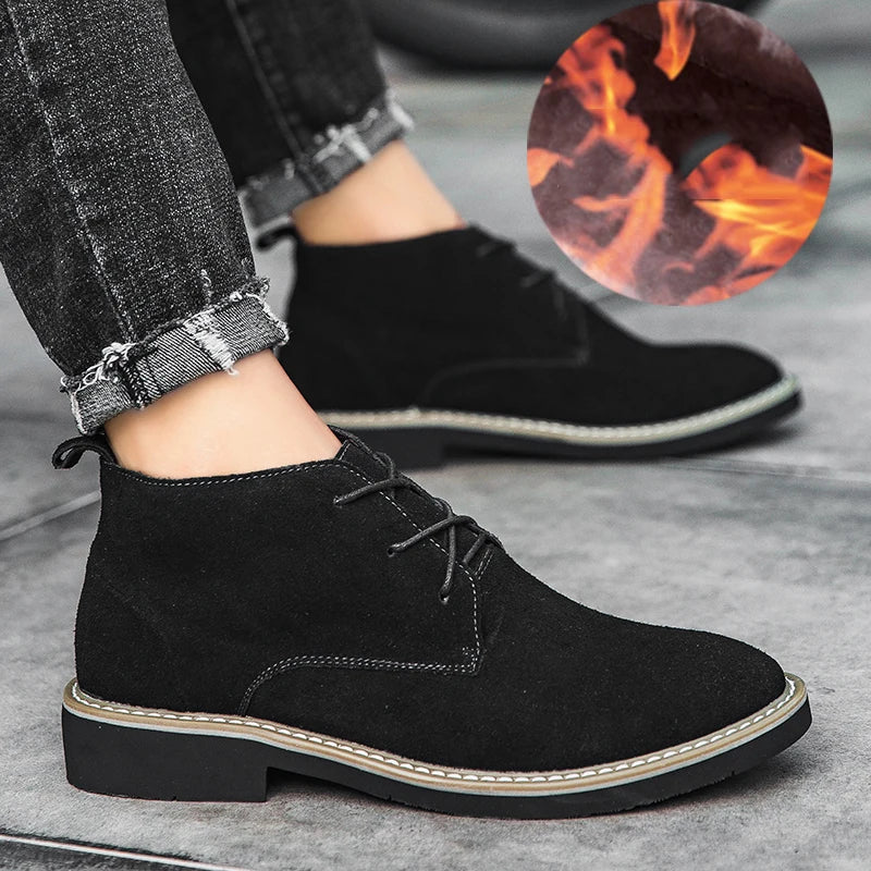 Size 38-46 Fashion Men Boots Autumn Winter Leather Shoes for Male Comfortable Suede Chelsea Boots Classic Men's Casual Shoes