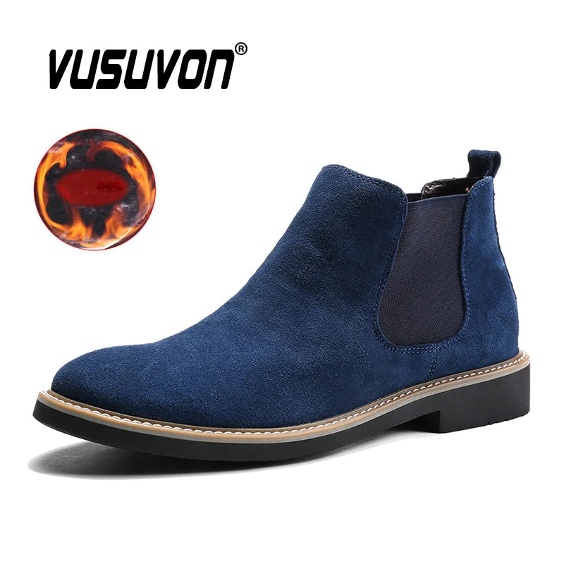 Size 38-46 Fashion Men Boots Autumn Winter Leather Shoes for Male Comfortable Suede Chelsea Boots Classic Men's Casual Shoes