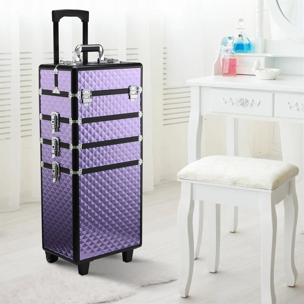 Homcom Professional Makeup Case with Handle and Wheels Different Levels