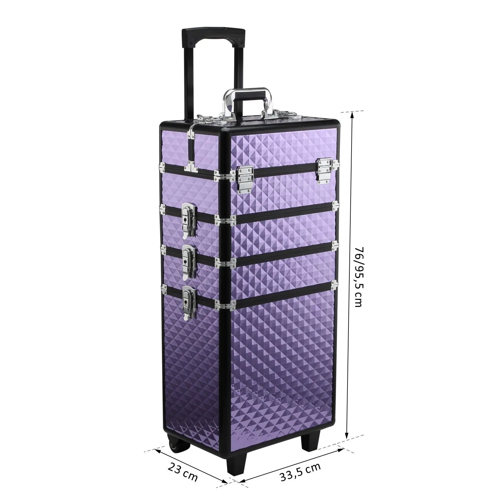 Homcom Professional Makeup Case with Handle and Wheels Different Levels