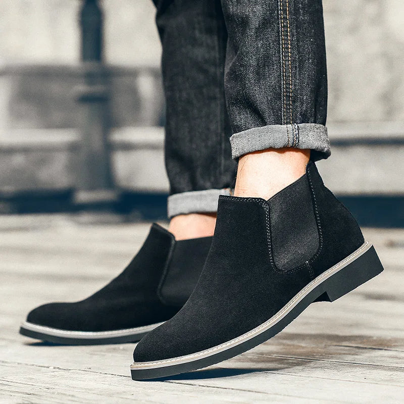 Size 38-46 Fashion Men Boots Autumn Winter Leather Shoes for Male Comfortable Suede Chelsea Boots Classic Men's Casual Shoes