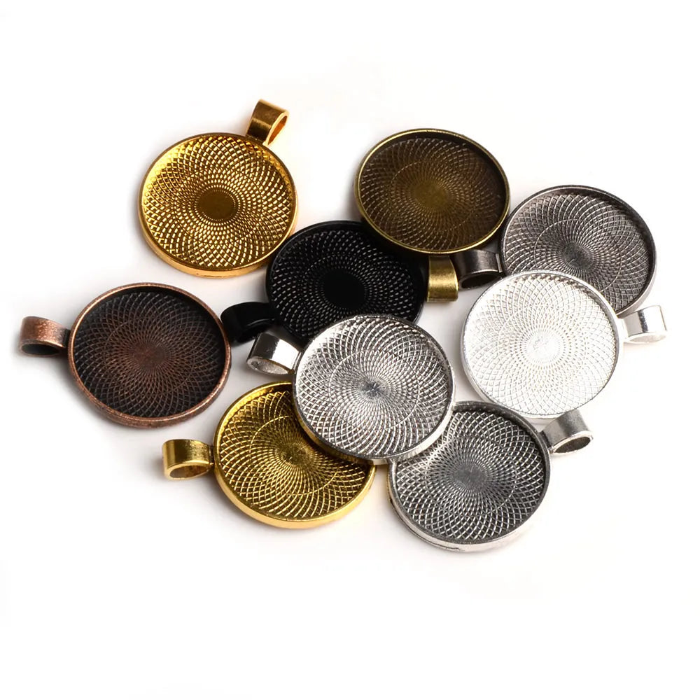 LFPU 10pcs 25mm Glass Cabochon Settings Jewelry Accessories Blank Cameo Base Trays Bezels Jewelry Fit DIY Fashion Jewelry Making