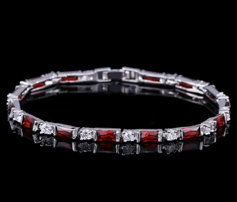 CWWZircons Fashion CZ Charm Lovely Red Green Blue Austrian Crystal Tennis Bracelets for Women Christmas New Year Gift CB087