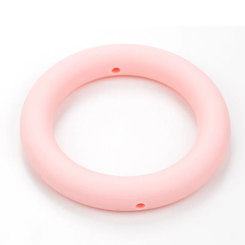 LOFCA Teething Ring 65mm Silicone Beads 3pcs Baby Charm Teether Necklace Pacifier Making BPA Free Food Grade Silicone Jewelry
