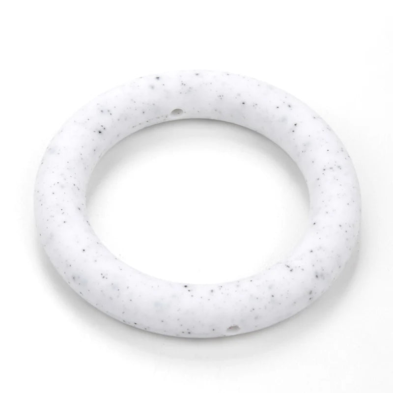 LOFCA Teething Ring 65mm Silicone Beads 3pcs Baby Charm Teether Necklace Pacifier Making BPA Free Food Grade Silicone Jewelry