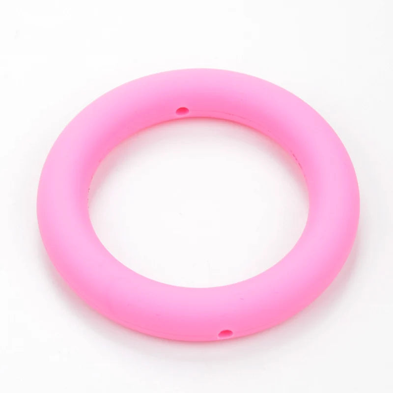 LOFCA Teething Ring 65mm Silicone Beads 3pcs Baby Charm Teether Necklace Pacifier Making BPA Free Food Grade Silicone Jewelry