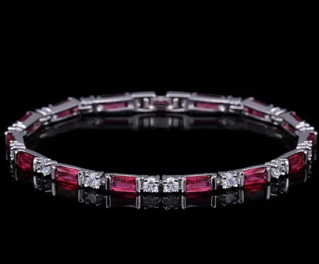 CWWZircons Fashion CZ Charm Lovely Red Green Blue Austrian Crystal Tennis Bracelets for Women Christmas New Year Gift CB087