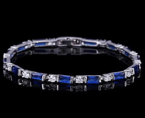 CWWZircons Fashion CZ Charm Lovely Red Green Blue Austrian Crystal Tennis Bracelets for Women Christmas New Year Gift CB087