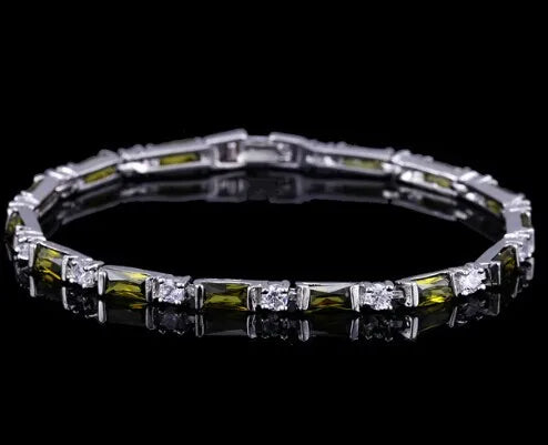 CWWZircons Fashion CZ Charm Lovely Red Green Blue Austrian Crystal Tennis Bracelets for Women Christmas New Year Gift CB087