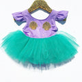 New Mermaid Toddler Infant Newborn Baby Girls Dress Shell Printed Ball Gown Mini Dress 0-18M