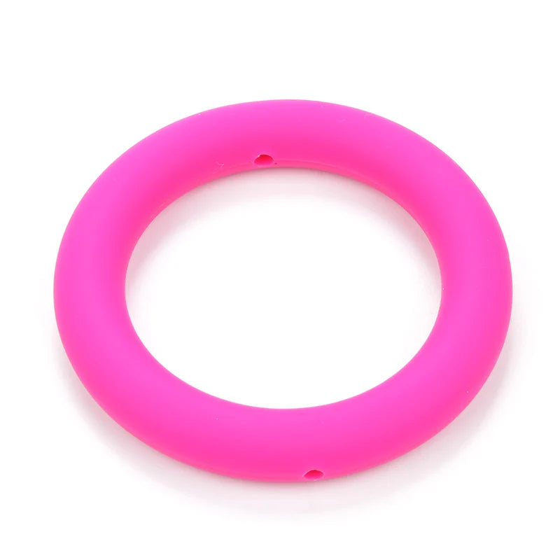 LOFCA Teething Ring 65mm Silicone Beads 3pcs Baby Charm Teether Necklace Pacifier Making BPA Free Food Grade Silicone Jewelry