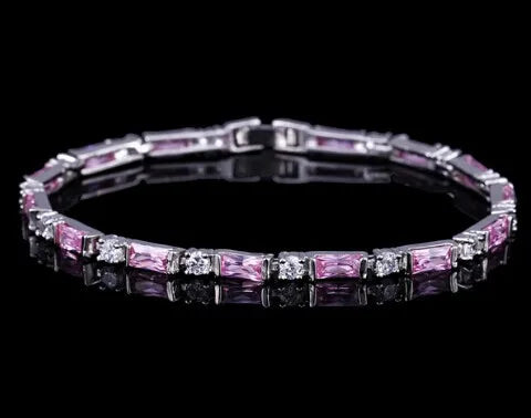 CWWZircons Fashion CZ Charm Lovely Red Green Blue Austrian Crystal Tennis Bracelets for Women Christmas New Year Gift CB087