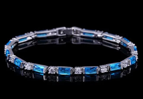 CWWZircons Fashion CZ Charm Lovely Red Green Blue Austrian Crystal Tennis Bracelets for Women Christmas New Year Gift CB087
