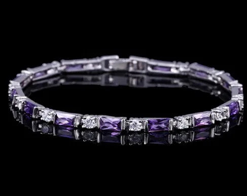 CWWZircons Fashion CZ Charm Lovely Red Green Blue Austrian Crystal Tennis Bracelets for Women Christmas New Year Gift CB087