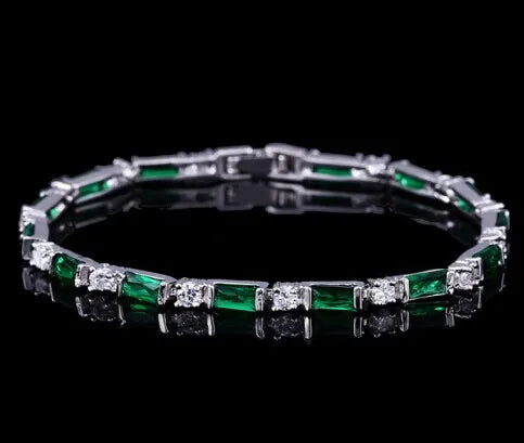 CWWZircons Fashion CZ Charm Lovely Red Green Blue Austrian Crystal Tennis Bracelets for Women Christmas New Year Gift CB087