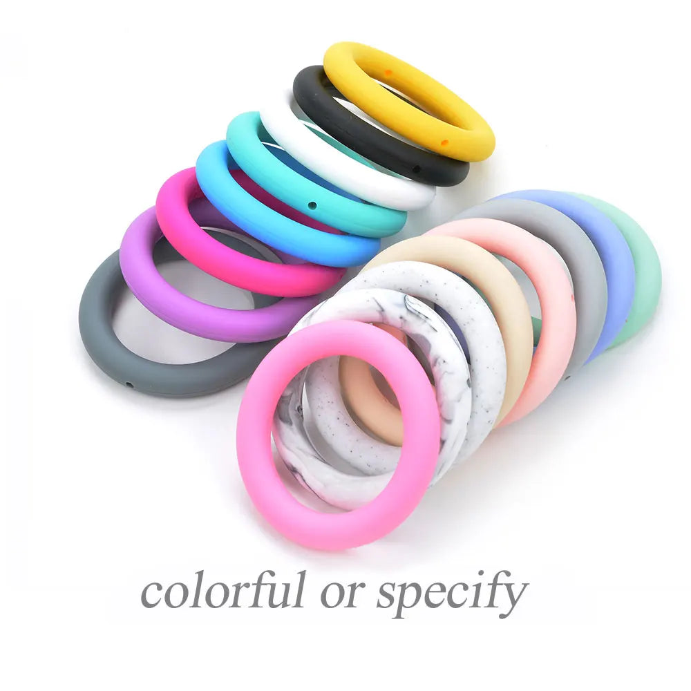 LOFCA Teething Ring 65mm Silicone Beads 3pcs Baby Charm Teether Necklace Pacifier Making BPA Free Food Grade Silicone Jewelry