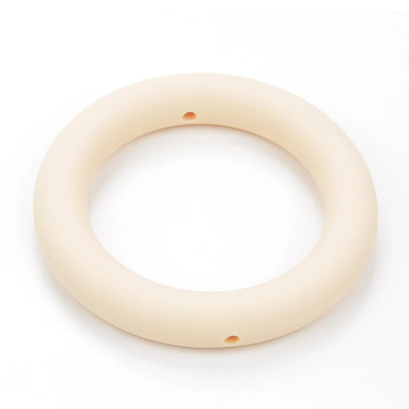 LOFCA Teething Ring 65mm Silicone Beads 3pcs Baby Charm Teether Necklace Pacifier Making BPA Free Food Grade Silicone Jewelry