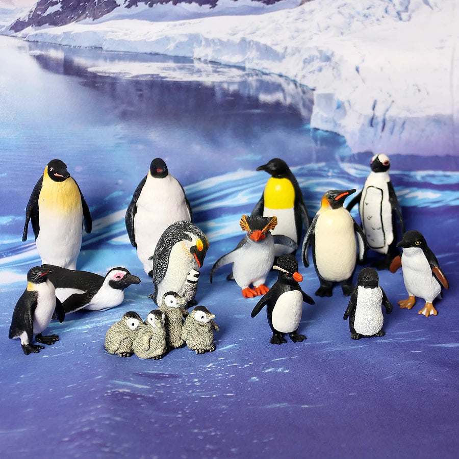 Realistic Polar Animal Model Toy Figurines Set,Varieties of Polar Bear,Emperor Penguin Figures Cake Toppers Christmas Gift