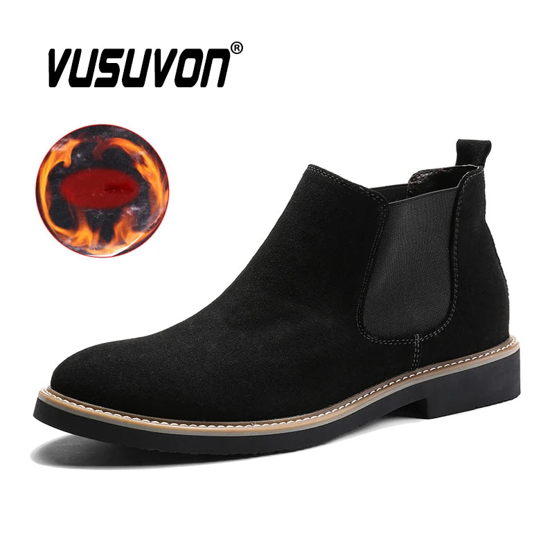 Size 38-46 Fashion Men Boots Autumn Winter Leather Shoes for Male Comfortable Suede Chelsea Boots Classic Men's Casual Shoes