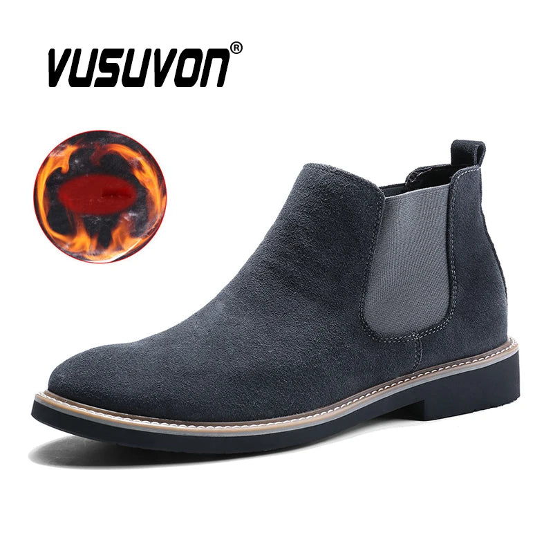 Size 38-46 Fashion Men Boots Autumn Winter Leather Shoes for Male Comfortable Suede Chelsea Boots Classic Men's Casual Shoes