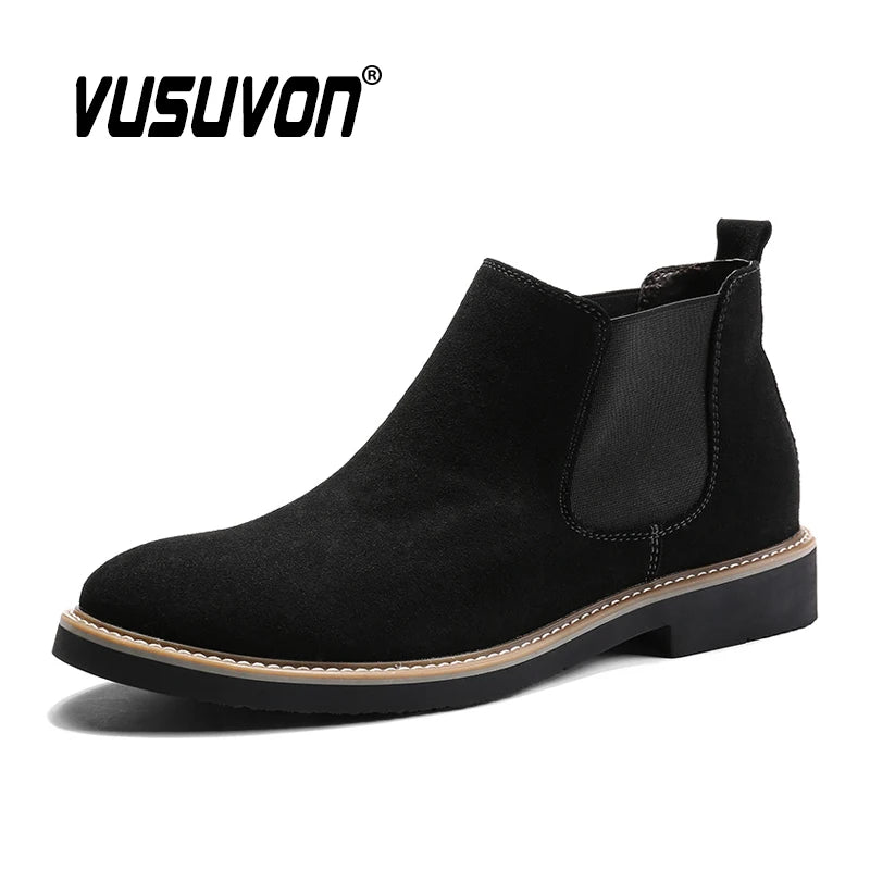 Size 38-46 Fashion Men Boots Autumn Winter Leather Shoes for Male Comfortable Suede Chelsea Boots Classic Men's Casual Shoes