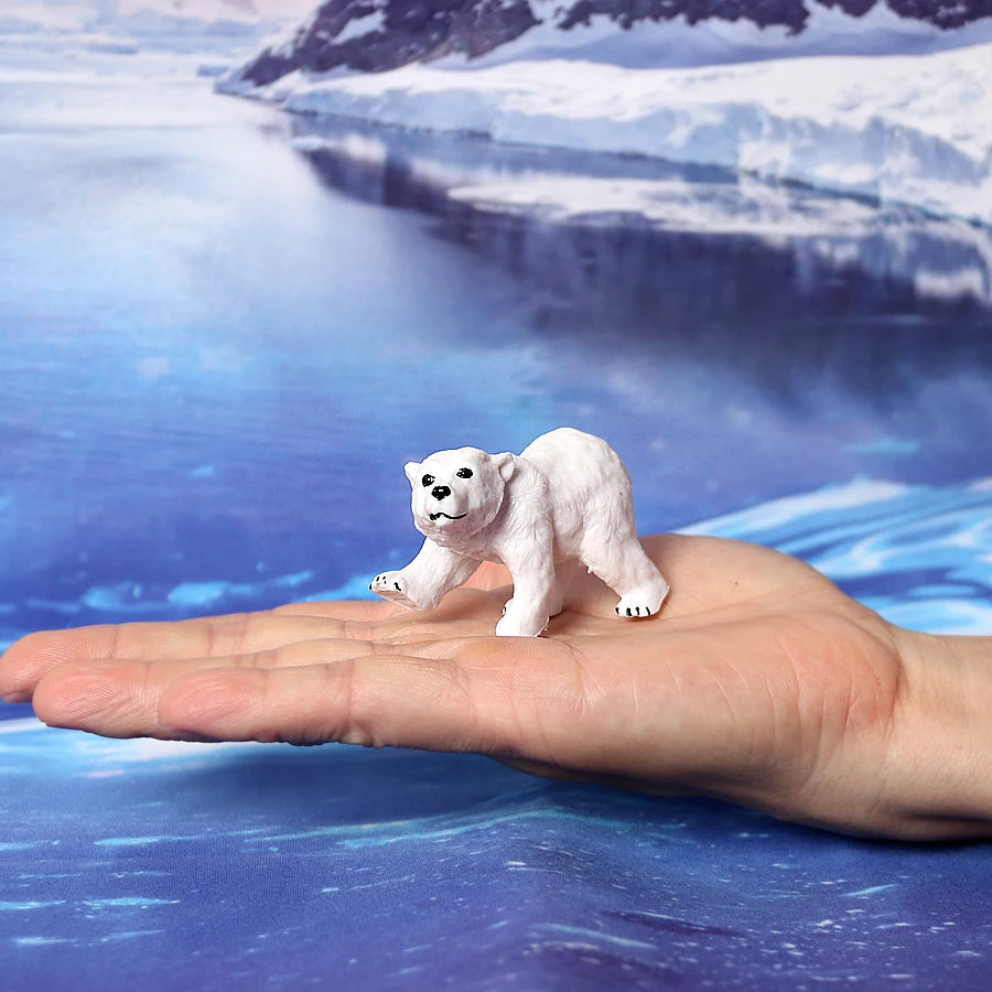 Realistic Polar Animal Model Toy Figurines Set,Varieties of Polar Bear,Emperor Penguin Figures Cake Toppers Christmas Gift