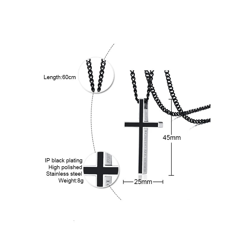 Classic Men Cross Pendant Necklace For Male Stainless Steel Necklace Statement Cruz Jewelry 24" Link Chain