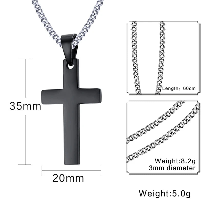Classic Men Cross Pendant Necklace For Male Stainless Steel Necklace Statement Cruz Jewelry 24" Link Chain