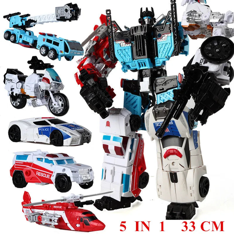 Haizhixing 5 IN 1 Transformation Robot Car Toys Anime Devastator Aircraft Tank Model KO Boys Truck Collection Kid Adult Gift