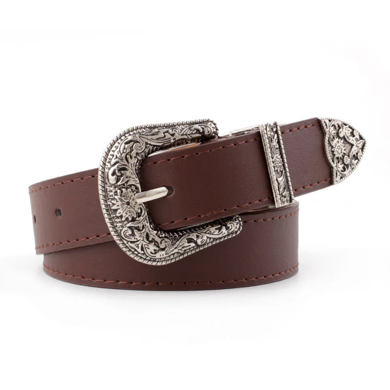 Black Leather Belt Women Metal Heart Buckle Waist Belt Vintage Western Carved Jeans Ladies Belts Shirts Waistband cinturon mujer