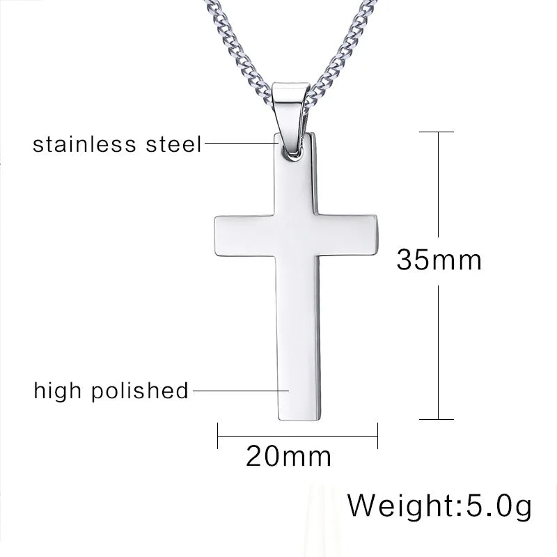 Classic Men Cross Pendant Necklace For Male Stainless Steel Necklace Statement Cruz Jewelry 24" Link Chain