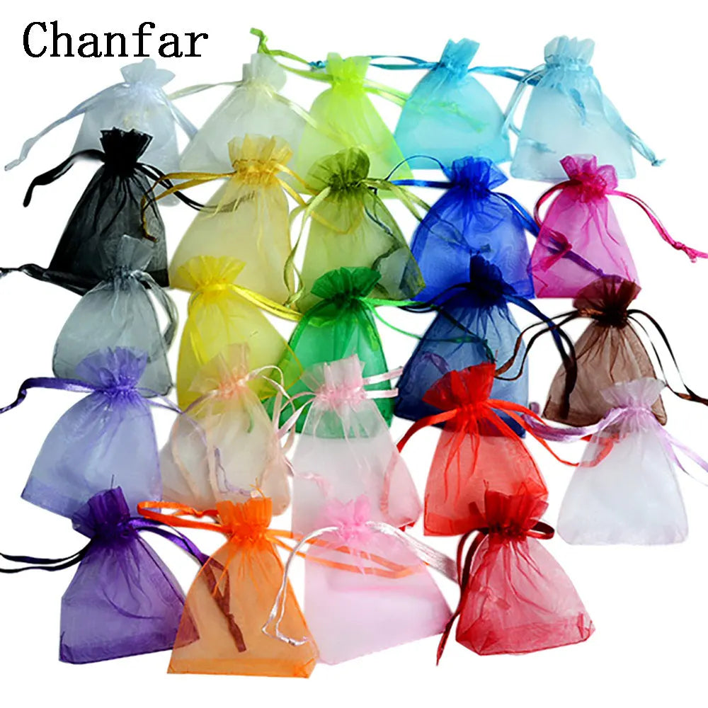 50pcs/lot 24 Colors Jewelry Bag Organza Gift Bags For Jewelry Packaging Bags Wedding Gift Storage Drawstring Pouches Wholesale