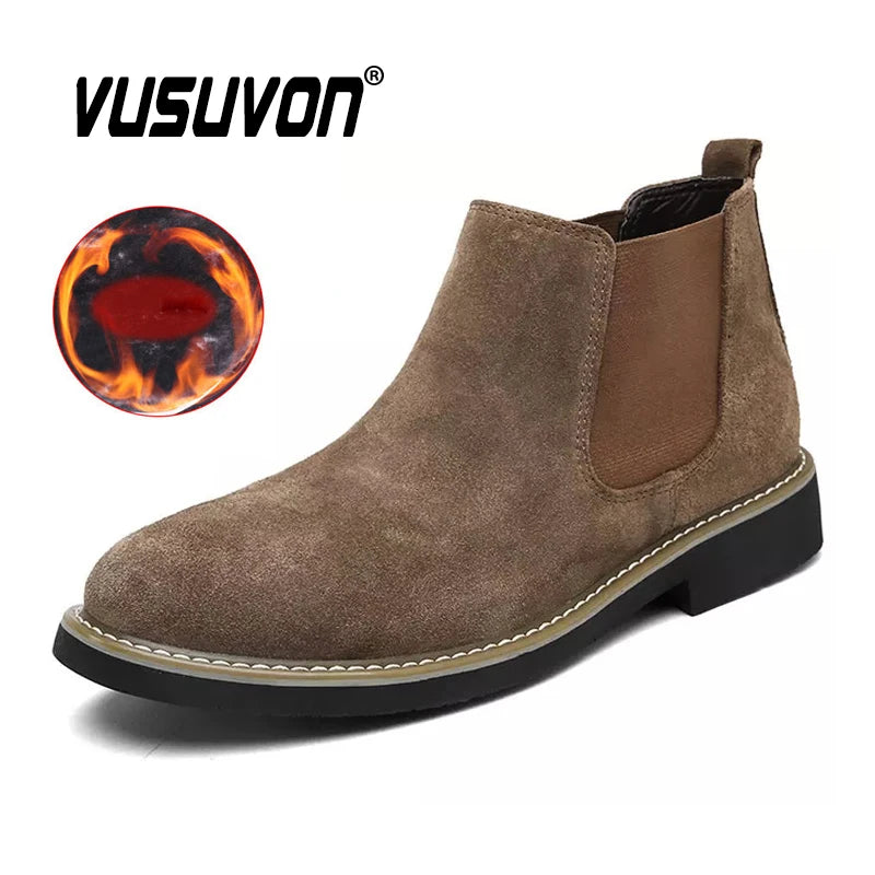 Size 38-46 Fashion Men Boots Autumn Winter Leather Shoes for Male Comfortable Suede Chelsea Boots Classic Men's Casual Shoes