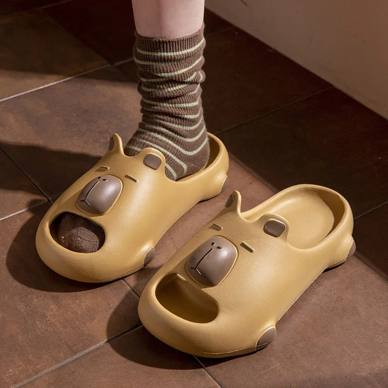 Women Cute Cartoon Capybara Slippers Men Popular Summer EVA Sandals Couple Unisex  Home Shower Slides Indoor Outdoor House Shoes