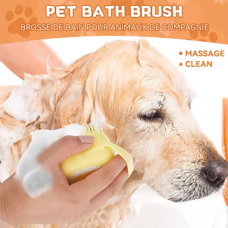 Pet Dog Shampoo Brush 2.7oz 80ml Cat Massage Comb Grooming Scrubber for Bathing Short Hair Soft Silicone Rubber For Puppy Kitten