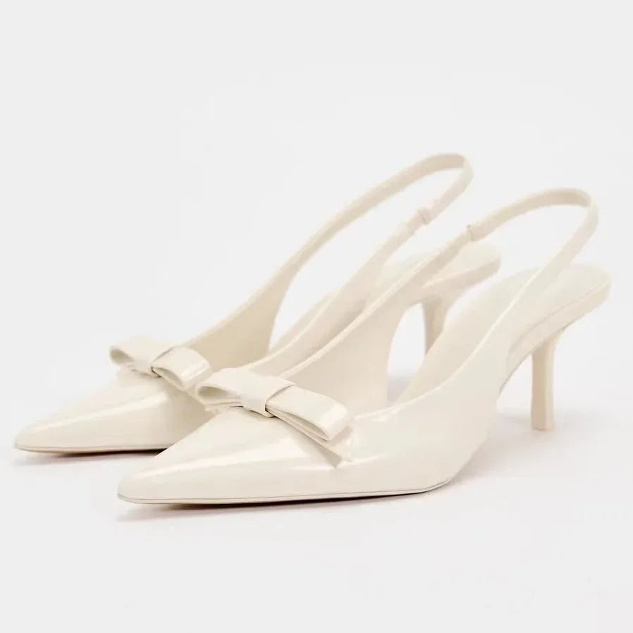 Summer High Heeled Sandals for Women Elegant Bow Decoration Fashion Party Wedding Slingback Sexy Stiletto Ladies Dress Shoes