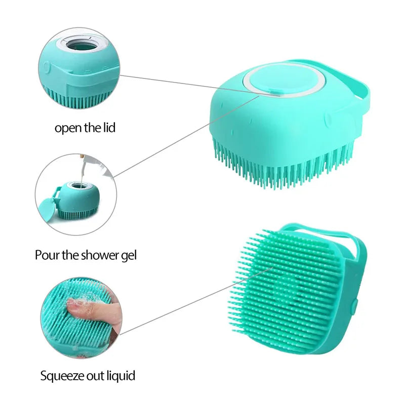 Bath Massage Brush Pet Massage Brush Bathroom for Dogs and Cats Shower Grooming Tool