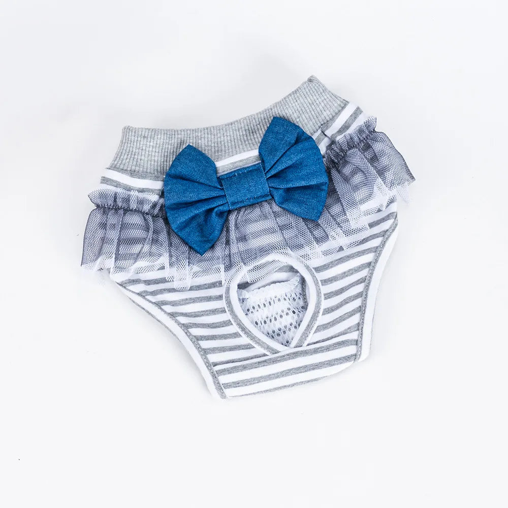 Pet Physiological Pants Reusable Cotton Puppy Bowknot Diaper Pet Sanitary Panties Female Pet Underwear Clothing Washable