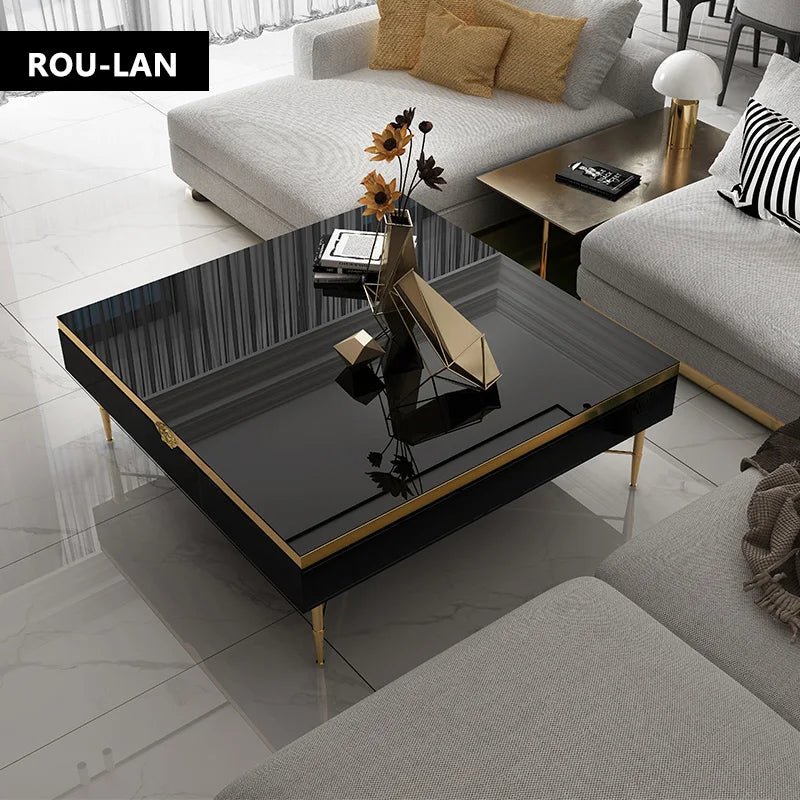 Modern Morocco New Classical Postmodern Square Stainless Steel Coffee Table Tea Table for Living Room