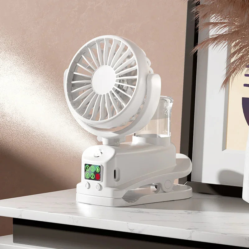 New Mini Fan Refrigerating Clip Spray Fan Rechargeable Office Dormitory Outdoor Multi-Functional Desktop Clip Fan Moisturizing