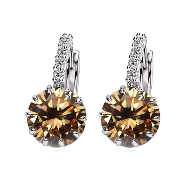 Big Sale 925 Sterling Silver Loop Hoop Earrings Candy Color Cubic Zircon Charms Women Jewelry Wedding Accessory Brincos