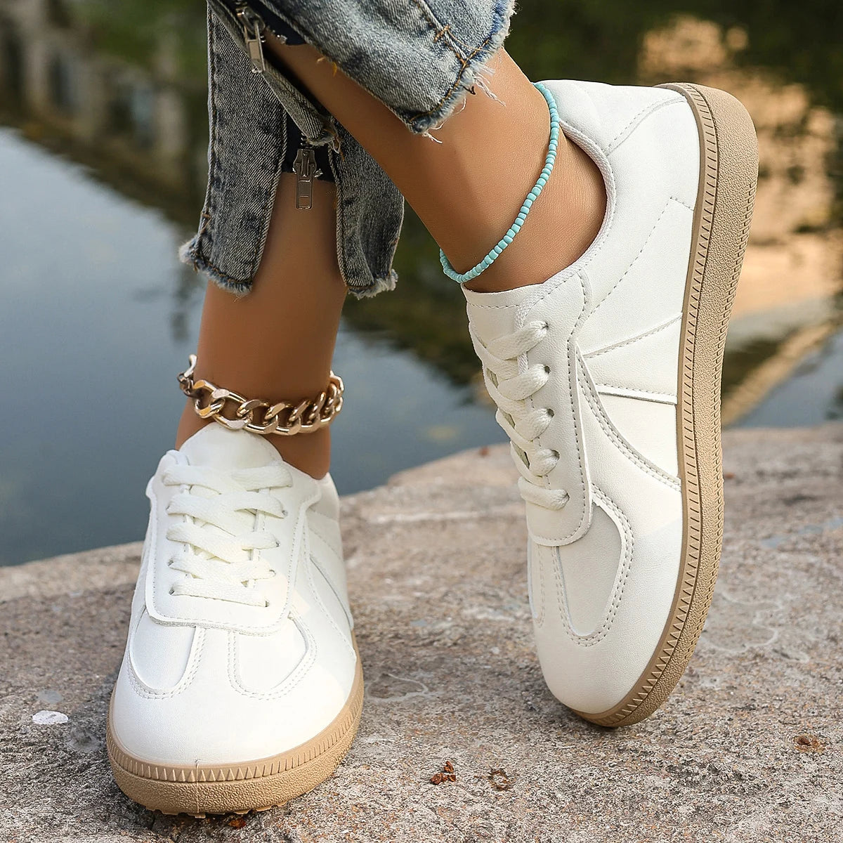 Spring and Autumn Elegant Round Head Sports Running Flat Casual Shoes Fashionable and Best Selling New Comfortable Women's Shoes