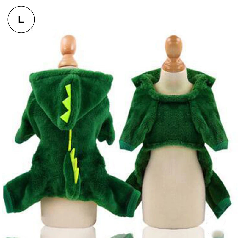 Pet Dog Clothes Funny Dinosaur Costumes Winter Warm Plush Coat Small Kitten Hoodie Puppy Dog Cloth gatos productos para mascotas