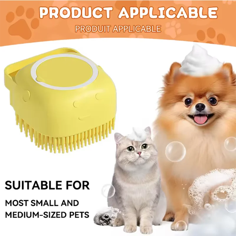 Pet Dog Shampoo Brush 2.7oz 80ml Cat Massage Comb Grooming Scrubber for Bathing Short Hair Soft Silicone Rubber For Puppy Kitten