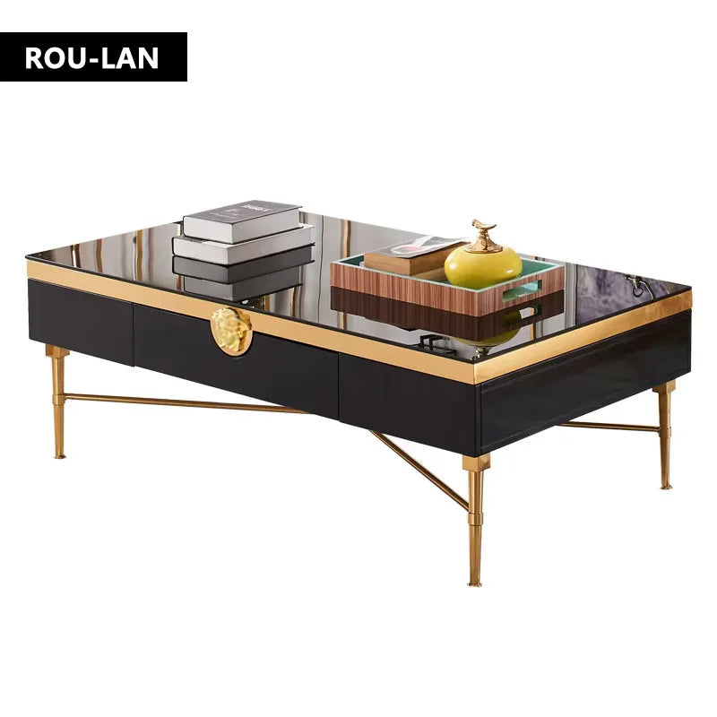 Modern Morocco New Classical Postmodern Square Stainless Steel Coffee Table Tea Table for Living Room