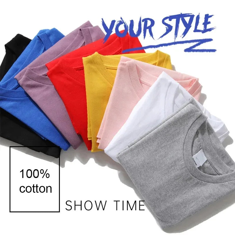 Summer Men's High-Quality T-shirt 100% Cotton Funny Design Print Loose O-neck T shirt For Men Short Sleeve Tops Tees Oversized