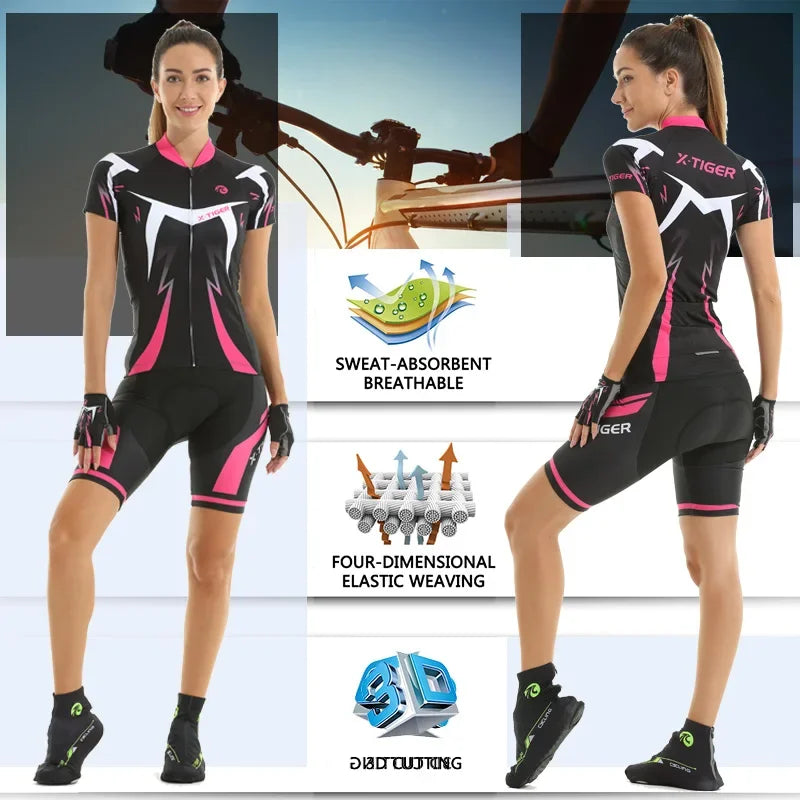X-Tiger Pro Women Cycling Jerseys Sets MTB Bike Cycling Clothing Breathable Mountian Bicycle Clothes Summer Bike uniform Wear